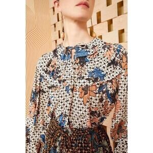 Ulla Johnson Aria Silk Floral Blouse Boho Romantic Modern Boho‎ Whimsy Top 8 M